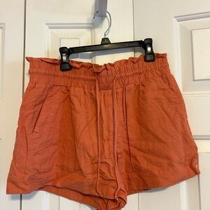 a new day Rust Drawstring Paperbag Waist Shorts